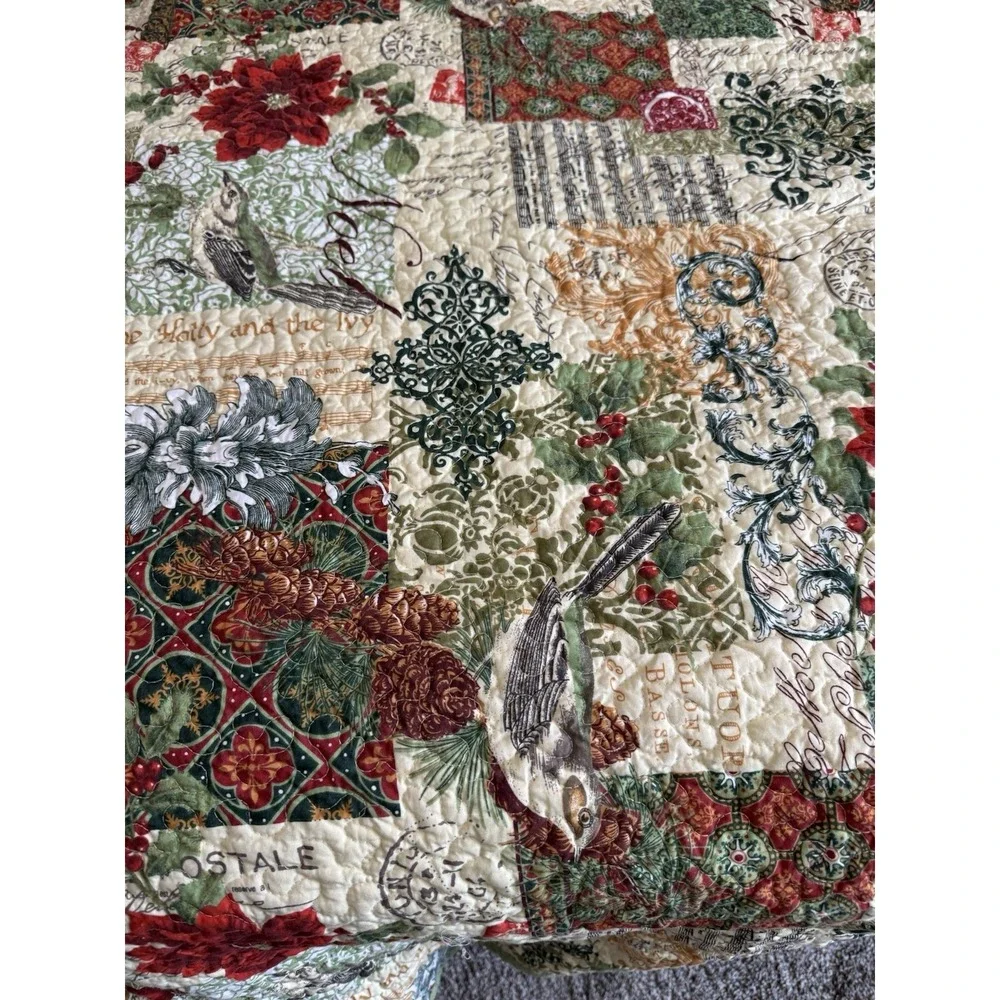 Christmas Holiday Quilted Bedspread 88 X 90